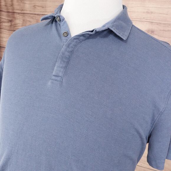 John Varvatos Polo Shirt Mens Large Blue Silk Cotton Short Sleeve Classic - S2 - Picture 2 of 8